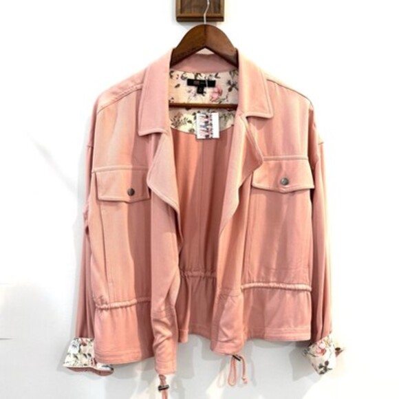 Frye Millennial Pink Utility Jacket Plus Size 1X Rayon - Picture 3 of 6